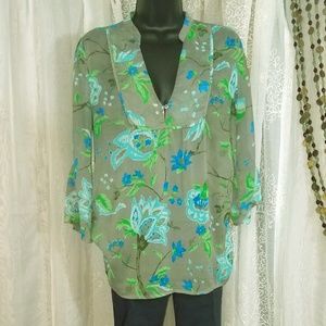 Sheer Flowy Blouse Flwrs, Birds, Great Colors